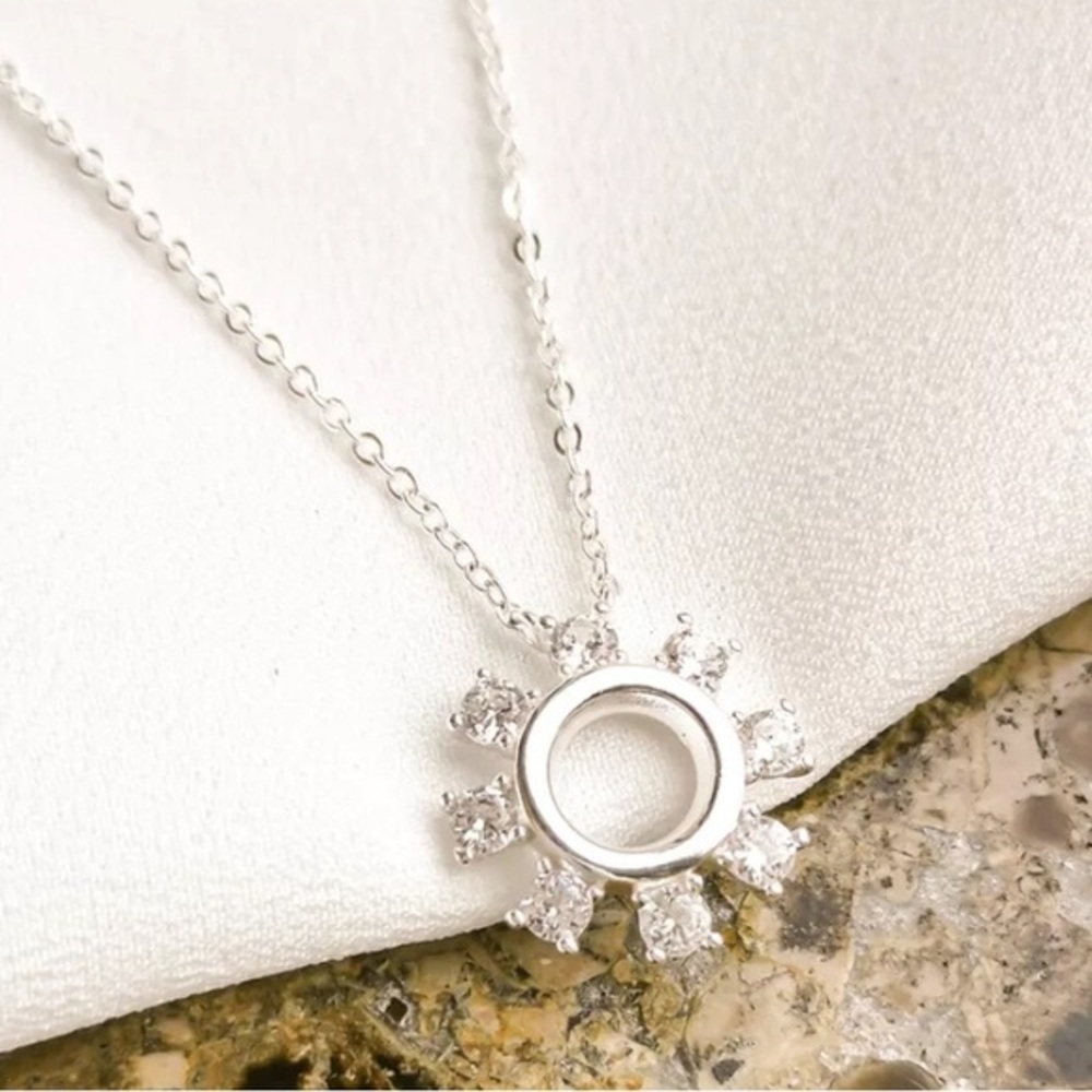 Alicia Bonnie Gloria Platinum Vermeil Sterling Silver CZ Necklace